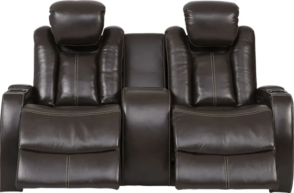 Moretti Brown Leather 2 Pc Dual Power Reclining Living Room