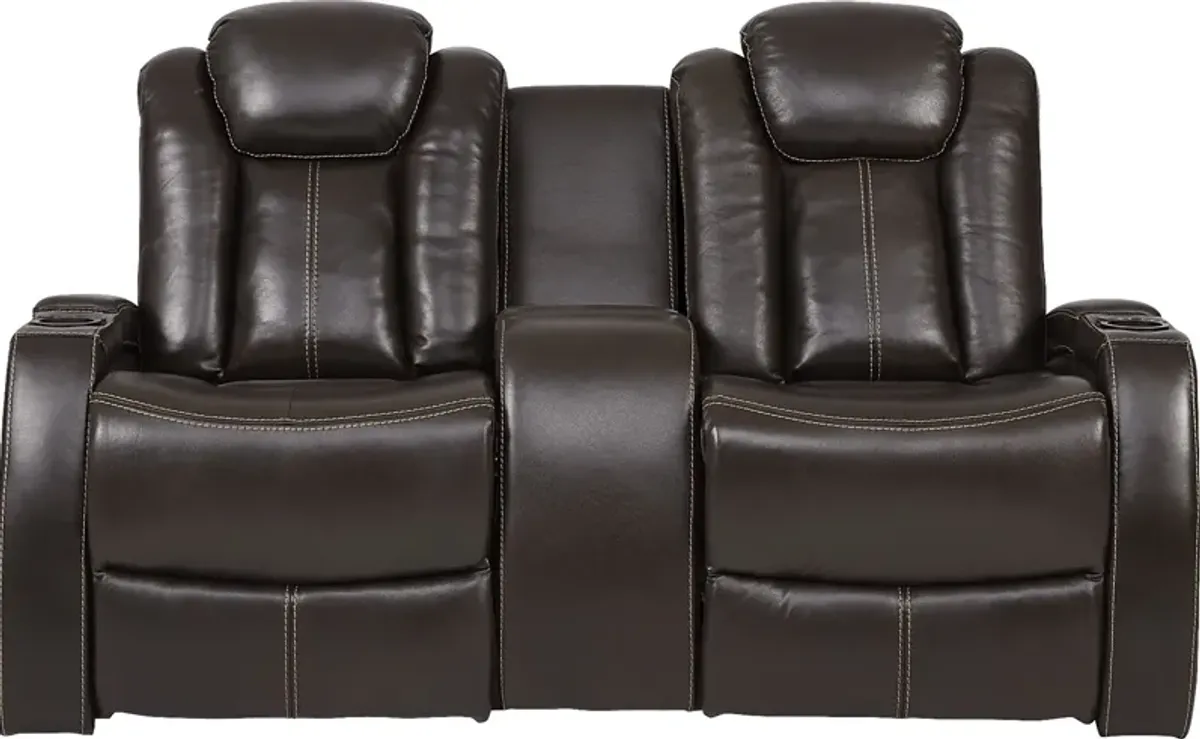 Moretti Brown Leather 2 Pc Dual Power Reclining Living Room