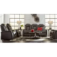 Moretti Brown Leather 2 Pc Dual Power Reclining Living Room