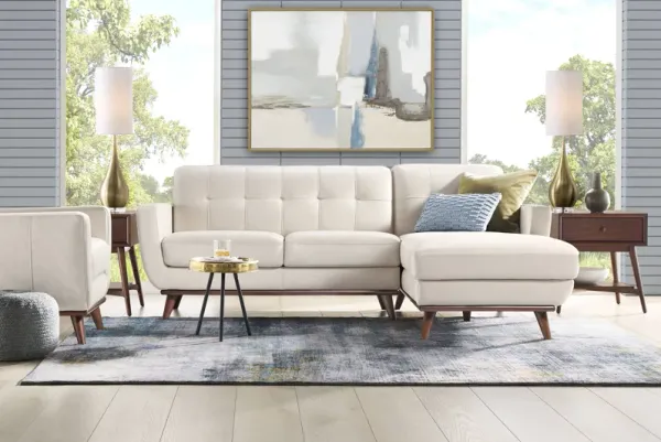 Greyson Ivory Leather 2 Pc Sectional