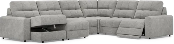 Meriwether Gray 6 Pc Power Slider Sectional
