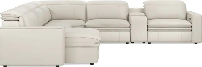 Santorini Ice Leather 6 Pc Dual Power Reclining Sectional