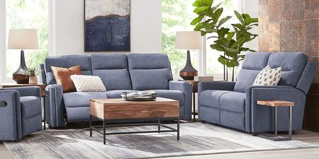Davis Bay Blue 5 Pc Living Room with Reclining Sofa