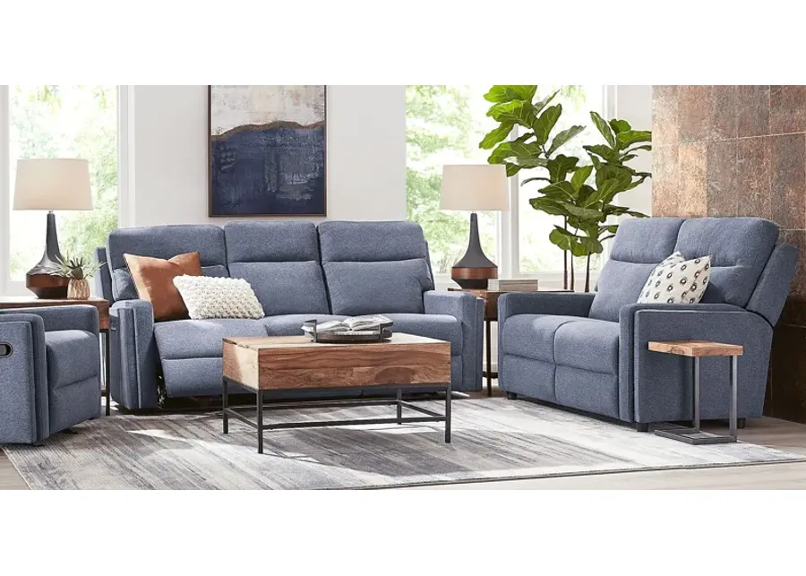 Davis Bay Blue 5 Pc Living Room with Reclining Sofa