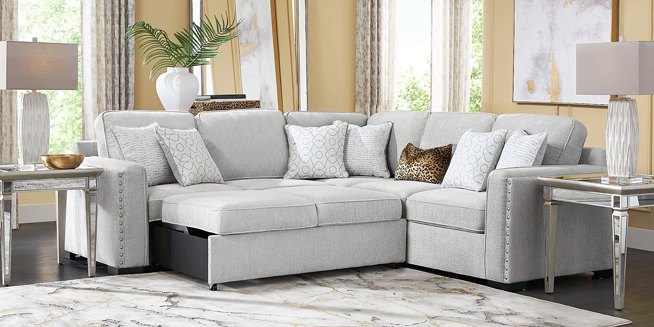 Catania Gray 2 Pc Sleeper Sectional