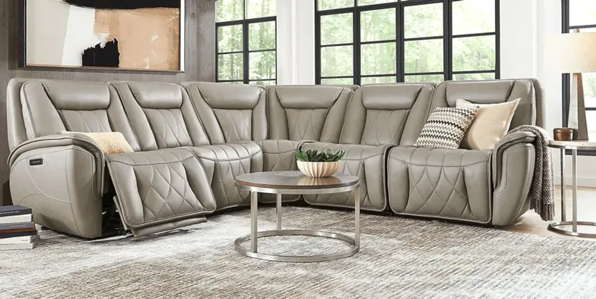 Dalton Gray Leather 8 Pc Triple Power Reclining Sectional Living Room