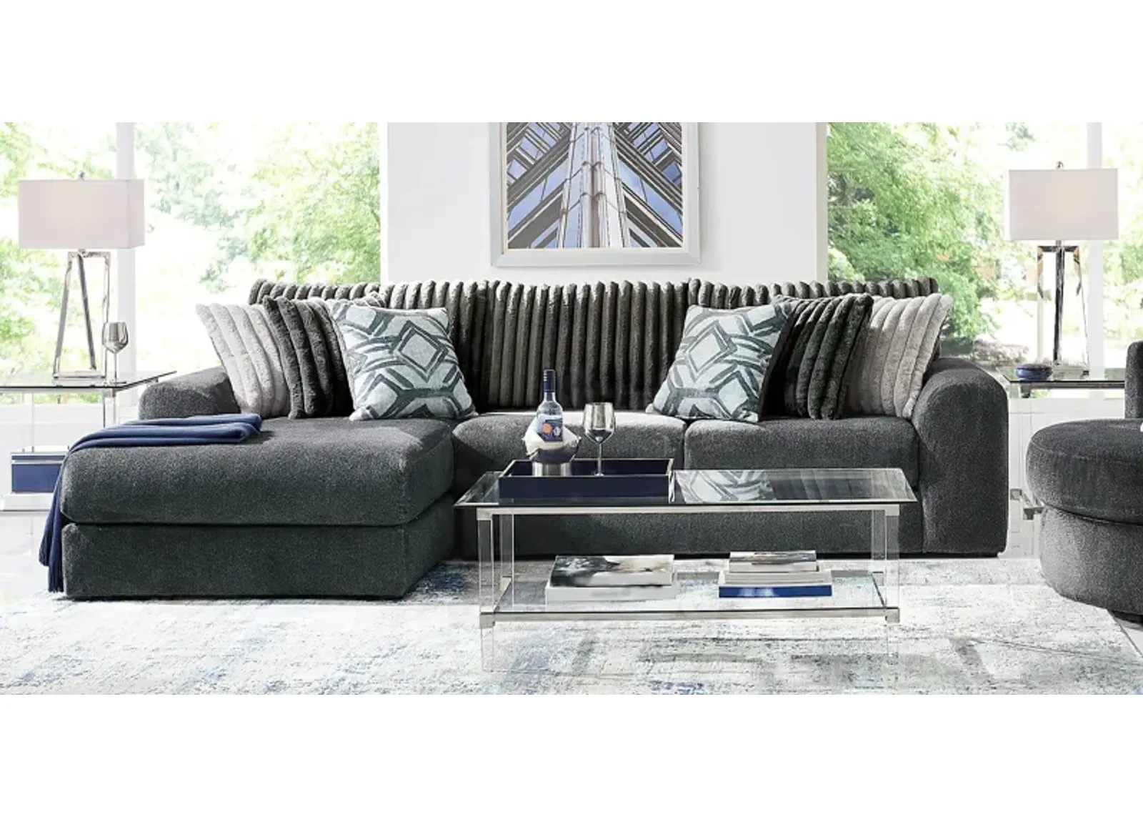 Moreau Street Black 5 Pc Sectional Living Room