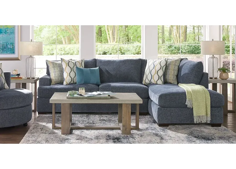 Briar Street Blue Chenille 5 Pc Sectional Living Room