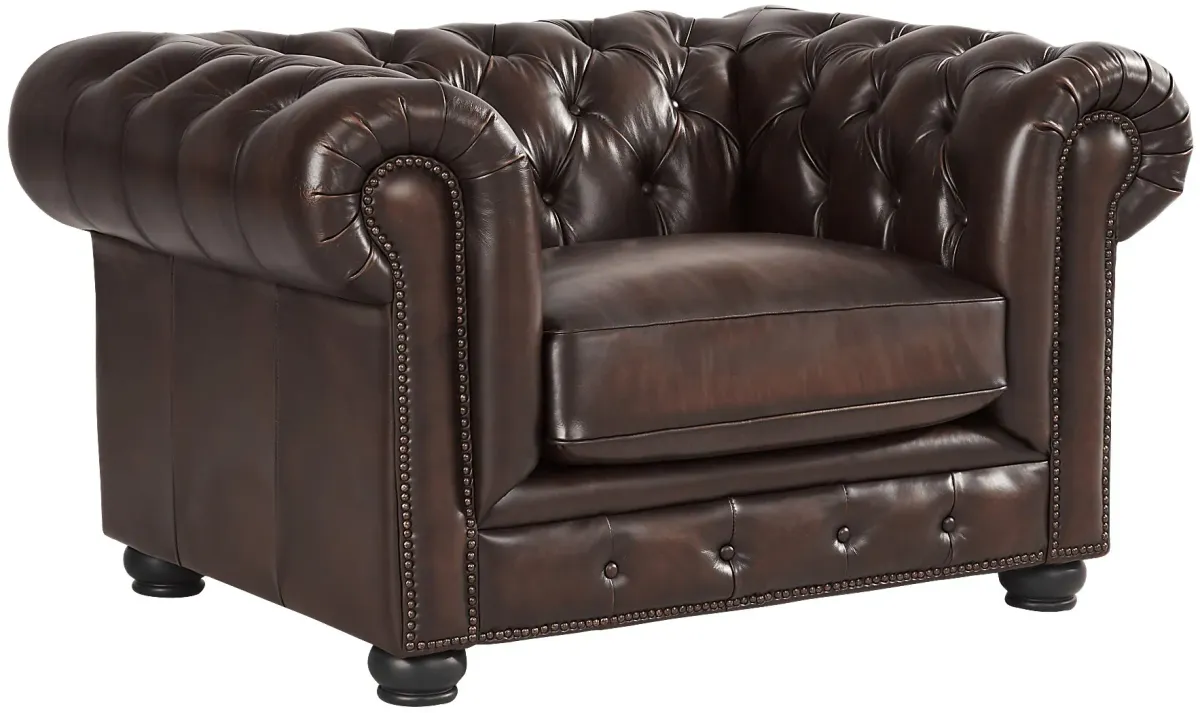 Winchester Way Brown Leather 5 Pc Living Room