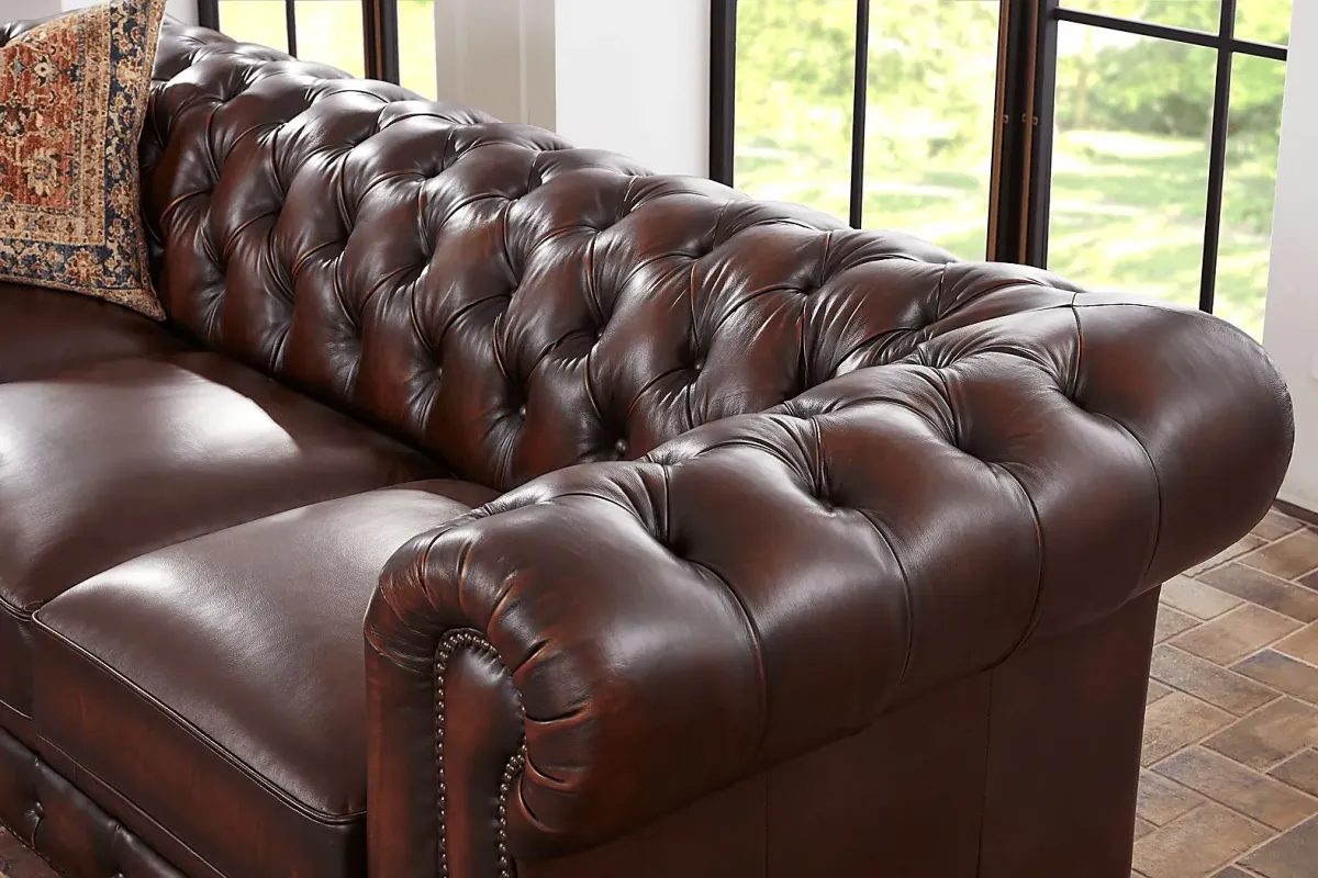 Winchester Way Brown Leather 5 Pc Living Room