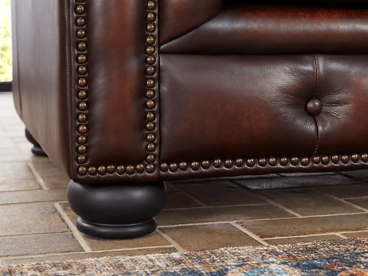 Winchester Way Brown Leather 5 Pc Living Room