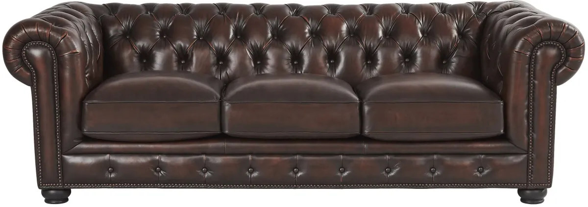 Winchester Way Brown Leather 5 Pc Living Room