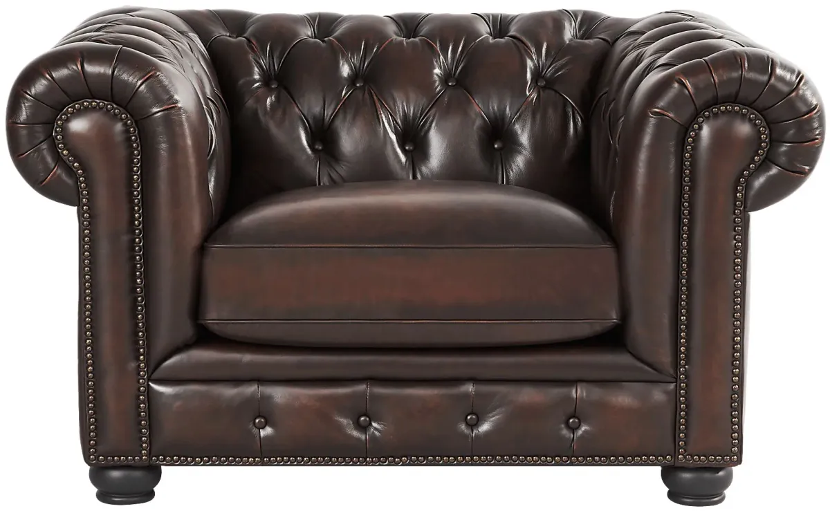 Winchester Way Brown Leather 5 Pc Living Room