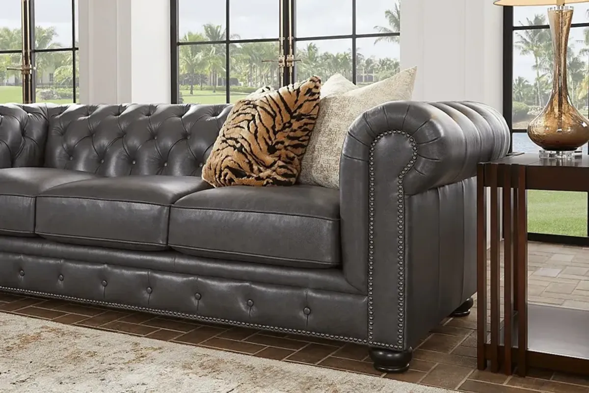 Winchester Way Gray Leather 5 Pc Living Room