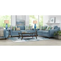 Brookhaven Blue 8 Pc Living Room with Gel Foam Sleeper Sofa