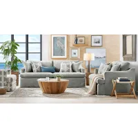 Soho Loft Green Slipcover 5 Pc Living Room with Gel Foam Sleeper Sofa
