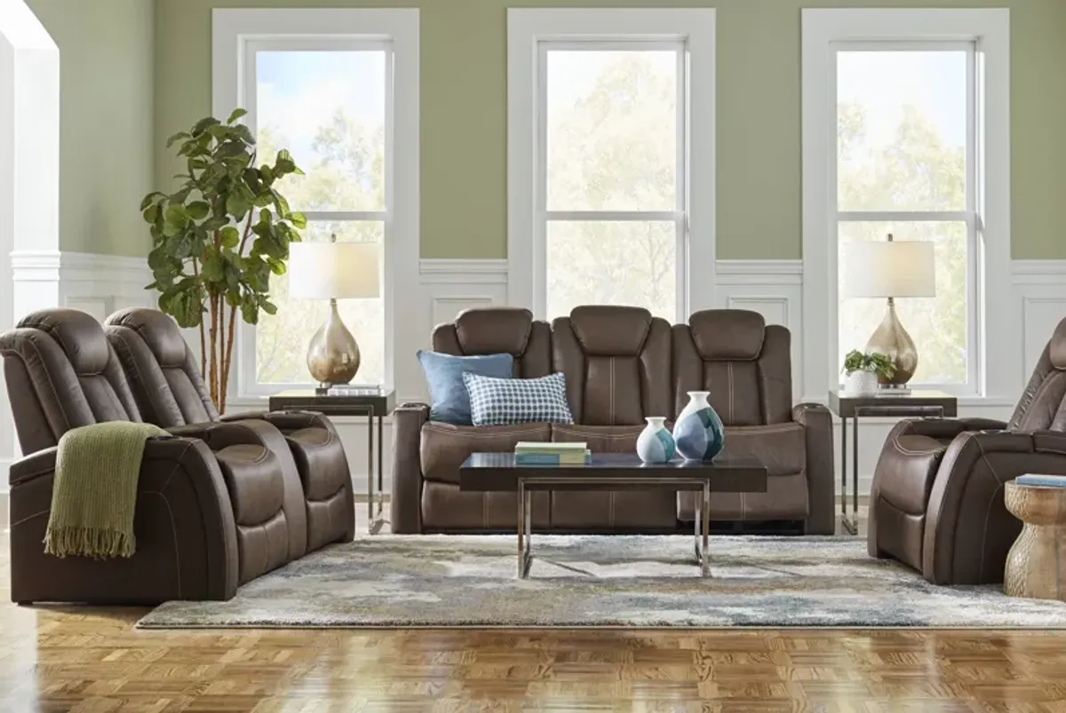 Crestline Brown 7 Pc Dual Power Reclining Living Room