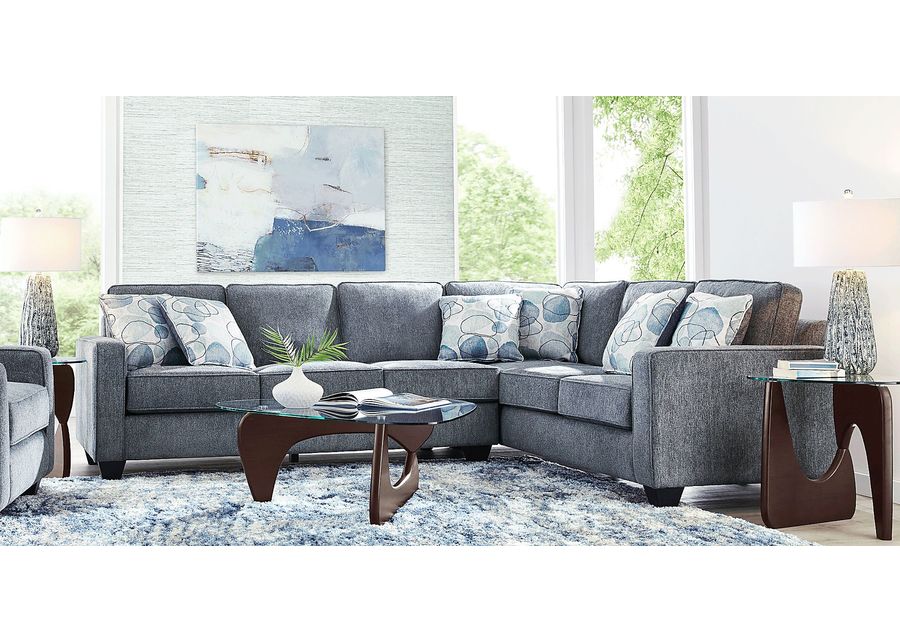 Alanis Bay Blue 5 Pc Gel Foam Sleeper Sectional Living Room