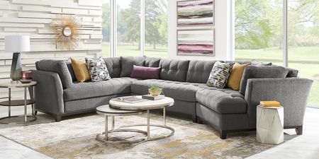 Metropolis Way Charcoal Textured 3 Pc Sectional with Cuddler