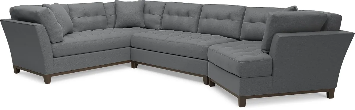 Metropolis Way Charcoal Textured 3 Pc Sectional with Cuddler