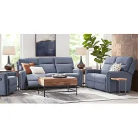 Davis Bay Blue 7 Pc Living Room with Reclining Sofa
