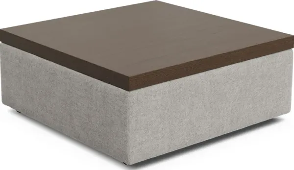 ModularThree Chestnut Wood Top Gray Cocktail Ottoman