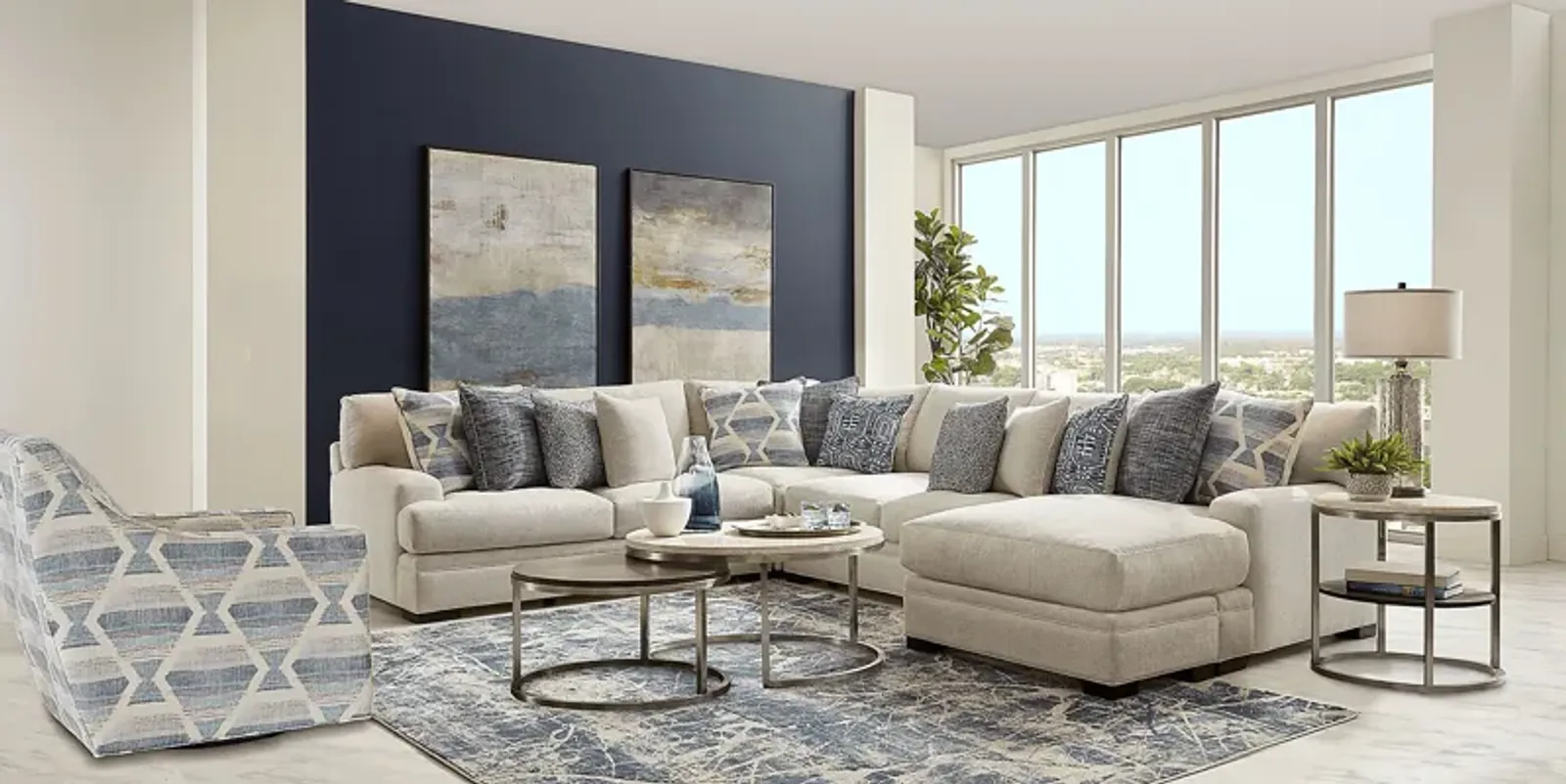 Bedford Park Ivory 5 Pc Sectional Living Room