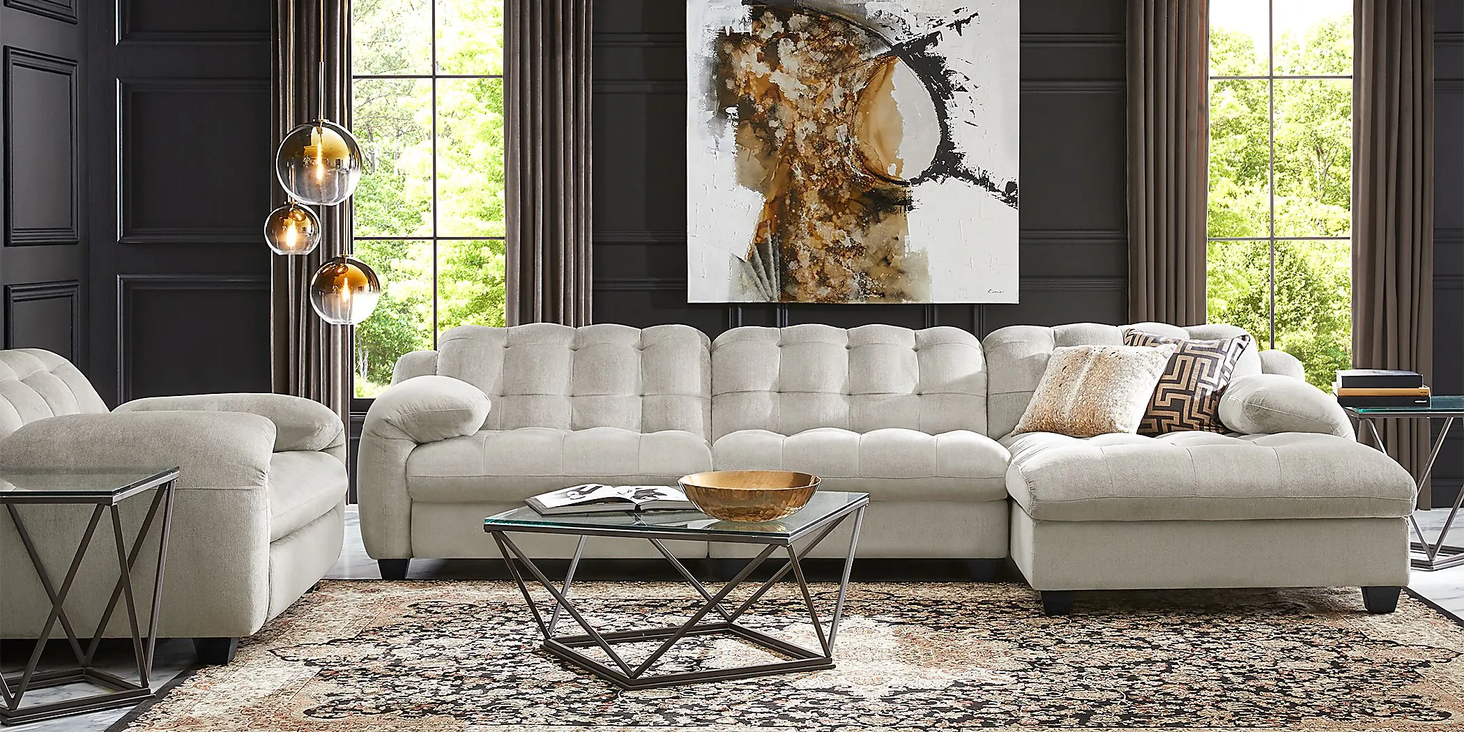 Reclining sectional living online room sets