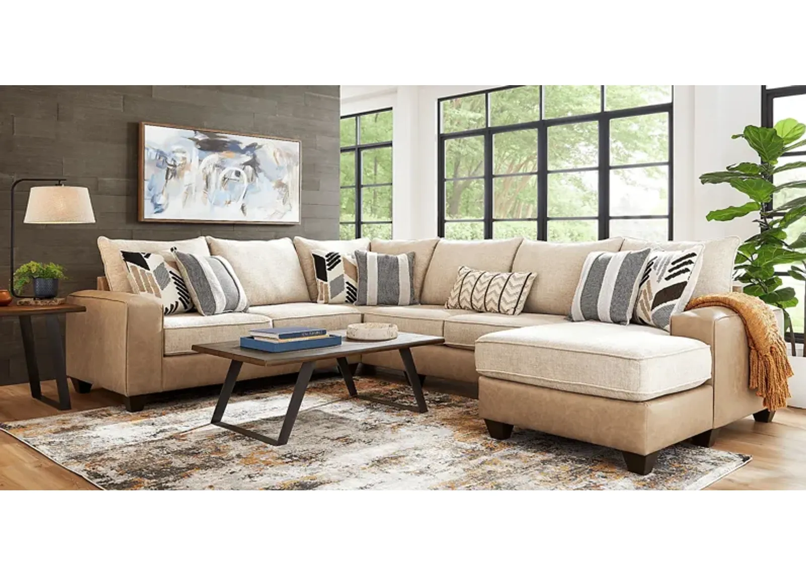 Murphy Beige 6 Pc Sectional Living Room