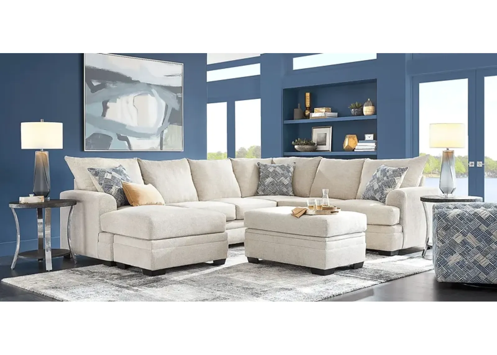 Copley Court Parchment 3 Pc Sectional Living Room