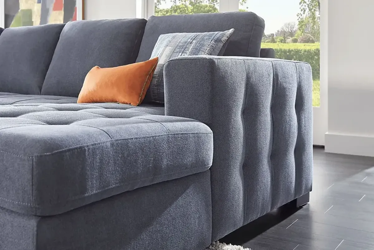 Kirkwell Blue 3 Pc Sleeper Sectional