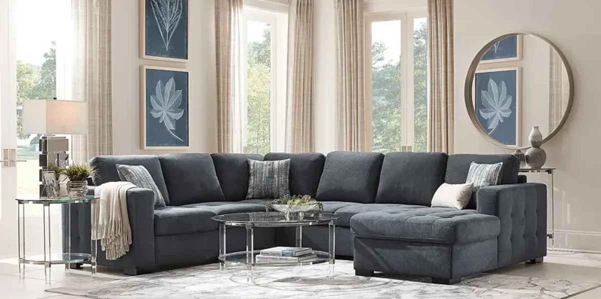 Kirkwell Blue 3 Pc Sleeper Sectional