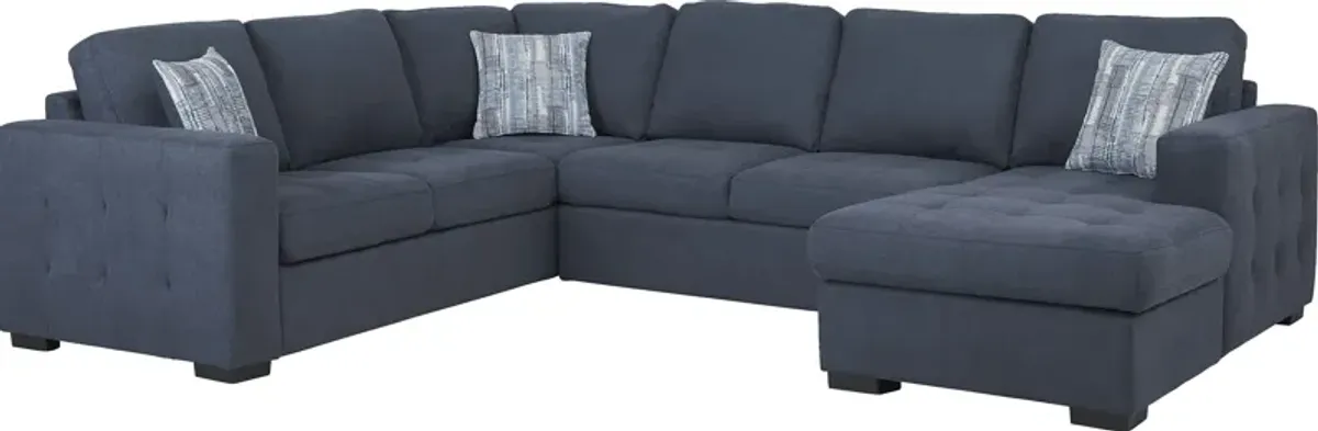 Kirkwell Blue 3 Pc Sleeper Sectional