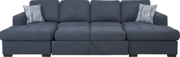Kirkwell Blue 3 Pc Sleeper Sectional