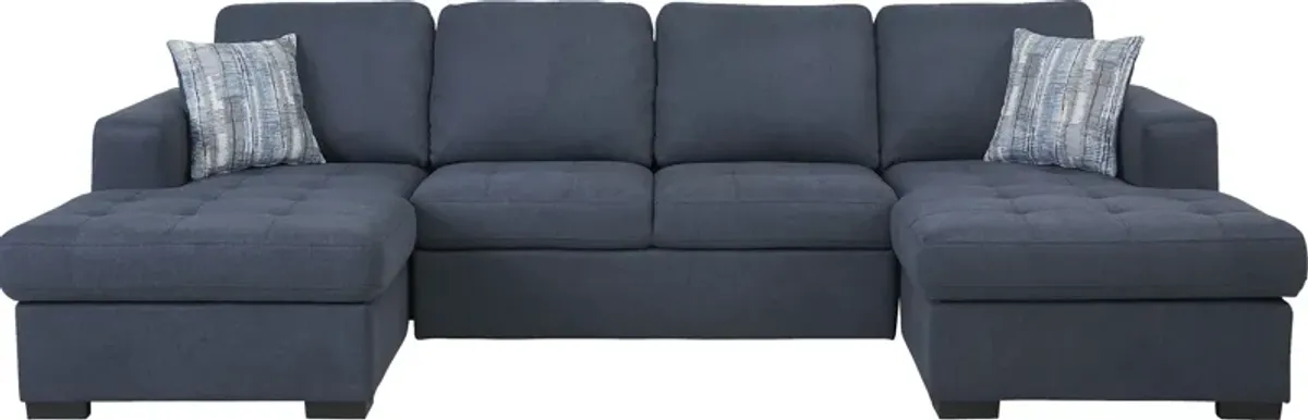 Kirkwell Blue 3 Pc Sleeper Sectional