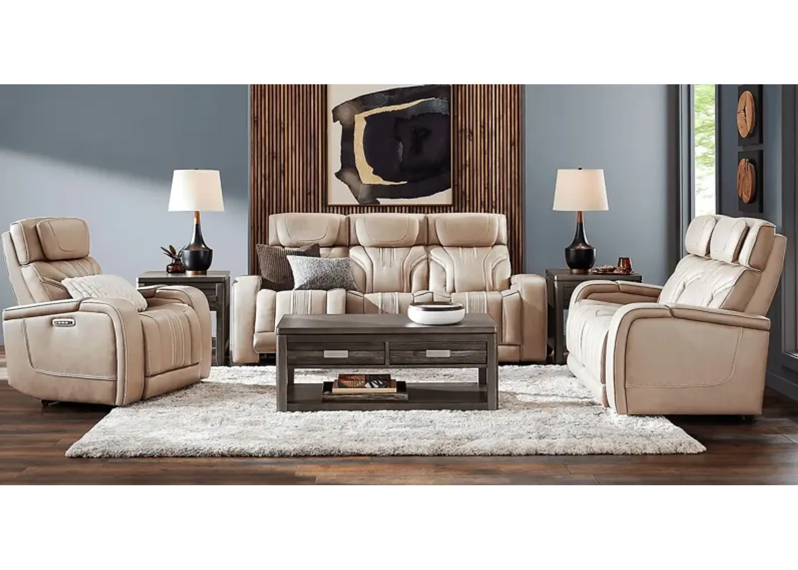 Southlake Sand 3 Pc Living Room with Triple Power Reclining Sofa