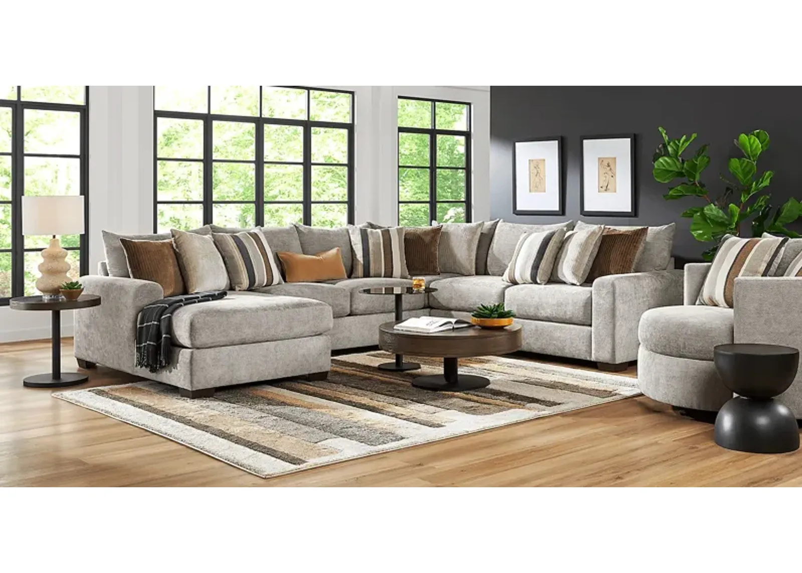 Martin Gray 6 Pc Sectional Living Room