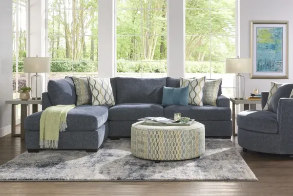 Briar Street Blue Chenille 2 Pc Sectional