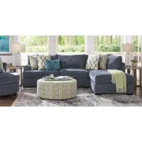 Briar Street Blue Chenille 3 Pc Sectional Living Room