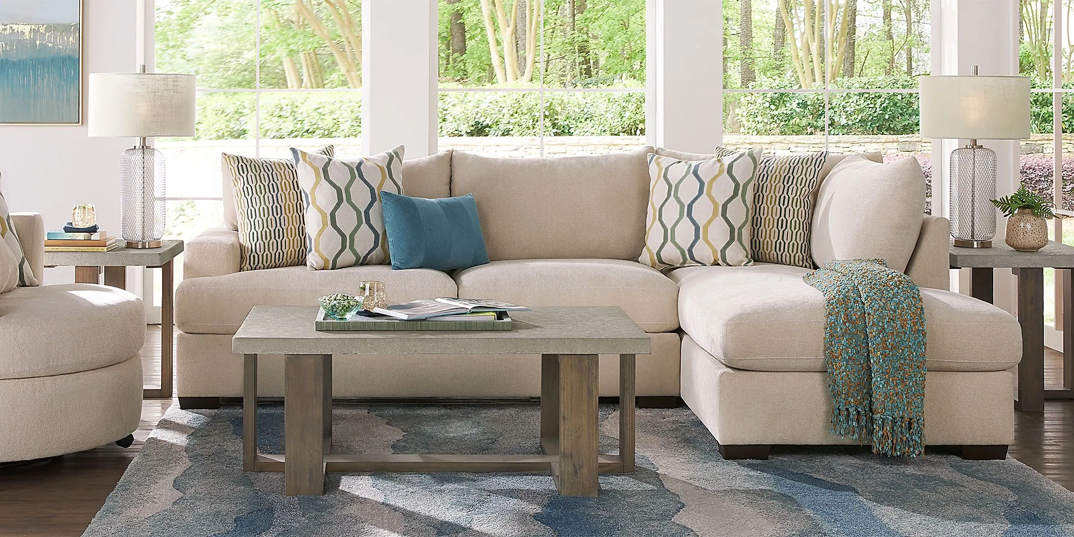 Briar Street Beige Chenille 5 Pc Sectional Living Room by Rooms To Go