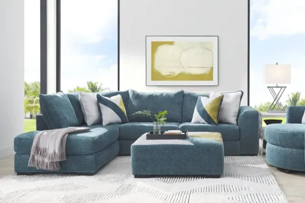 Perry Teal 6 Pc Sectional Living Room