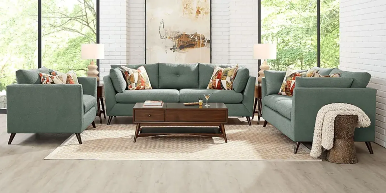 Copenhagen Lagoon 8 Pc Living Room with Gel Foam Sleeper Sofa