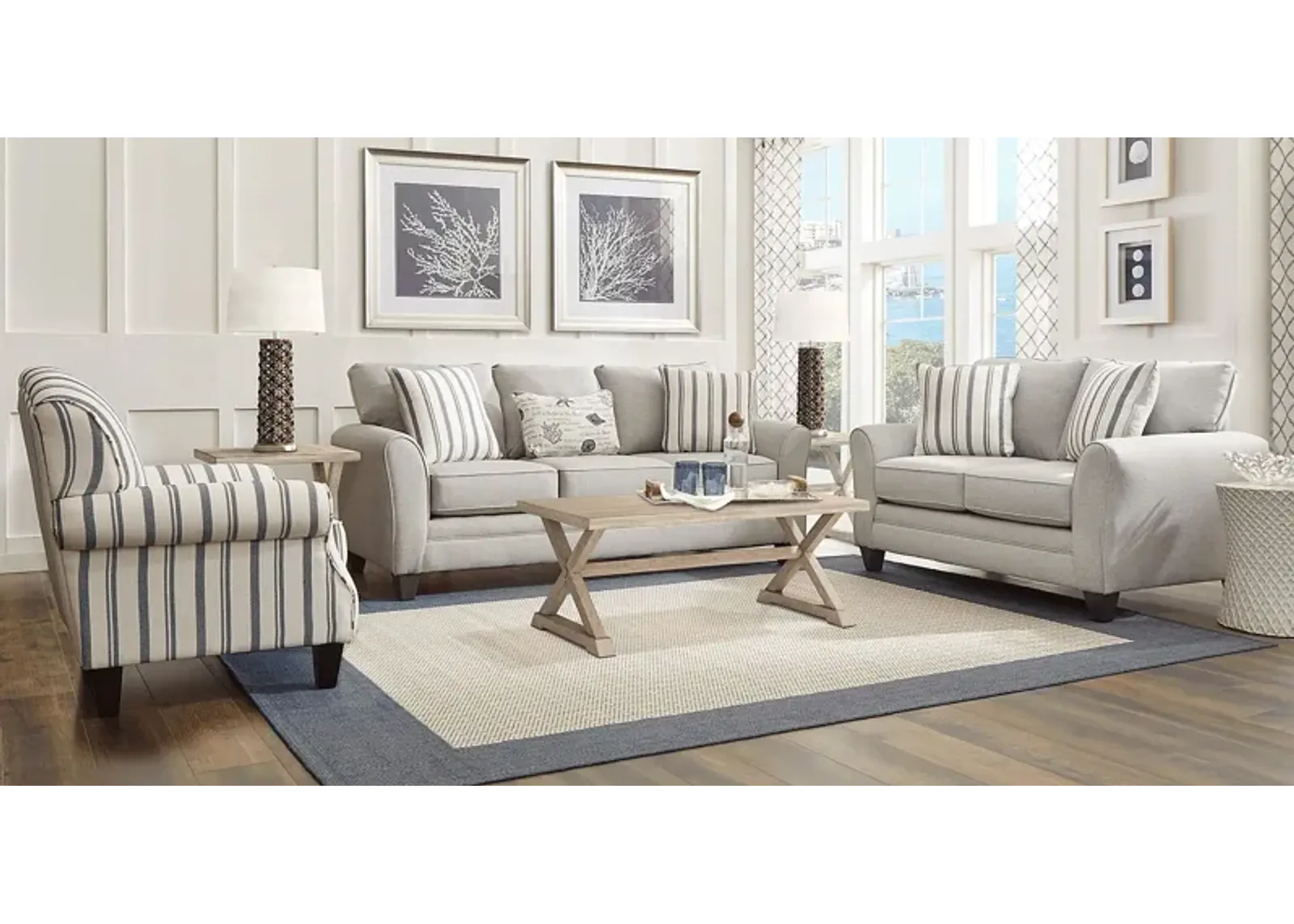 Beachfront Silver 7 Pc Living Room