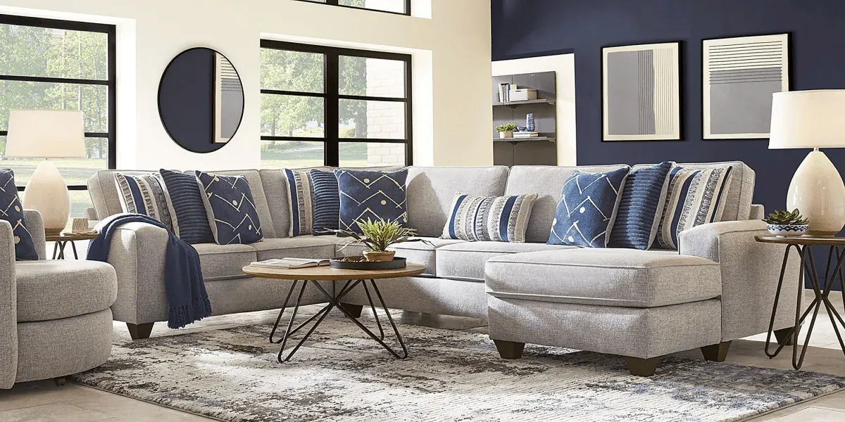 Aberlin Court Blue 3 Pc Sectional