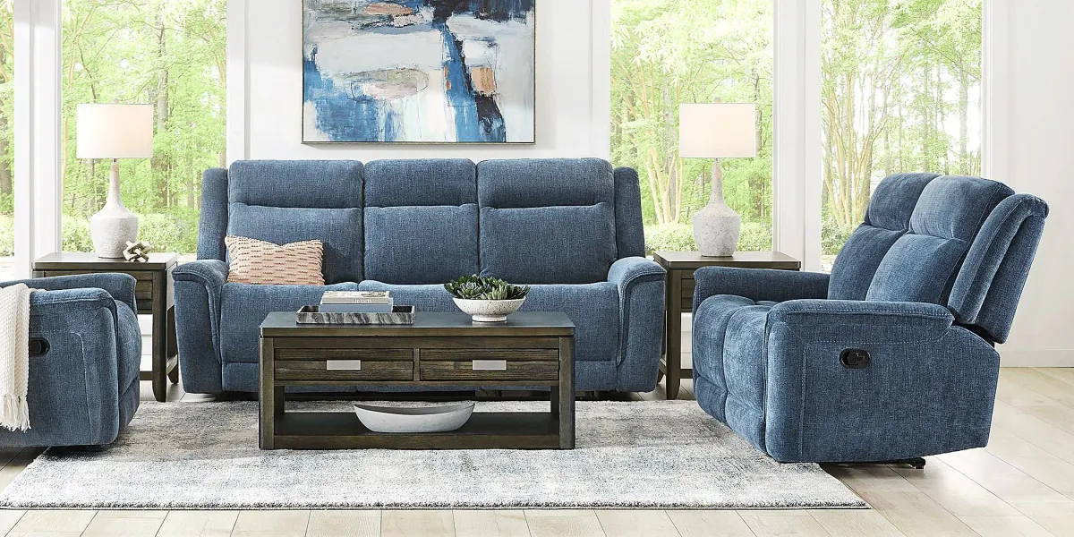 Meadow Park Cobalt 2 Pc Living Room with Dual Power Reclining Sofa