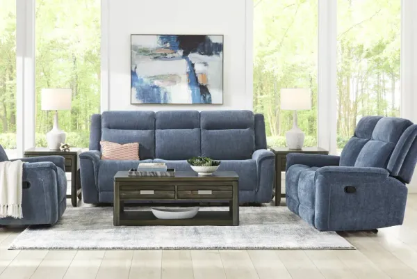 Meadow Park Cobalt 2 Pc Living Room with Dual Power Reclining Sofa