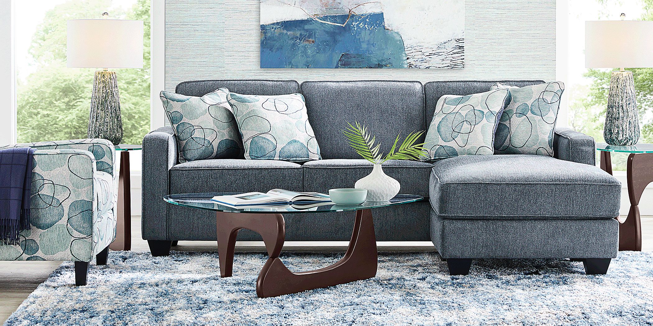 Alanis Bay Blue 4 Pc Living Room