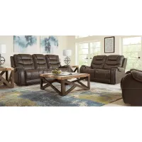 Headliner Brown Leather 5 Pc Living Room with Reclining Sofa