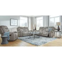 Headliner Gray Leather 5 Pc Living Room with Reclining Sofa