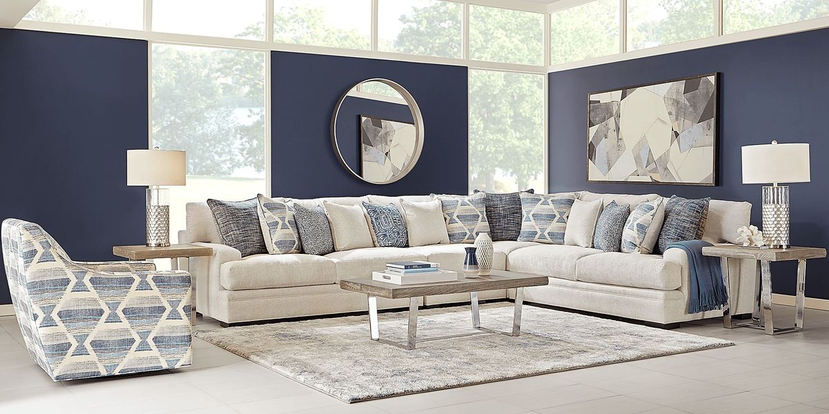 Bedford Park Ivory 6 Pc Sectional Living Room